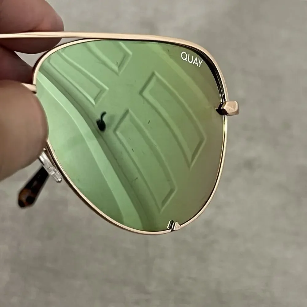 Quay Australia High Key Rimless Sunglasses 126 Polarized Cheetah Print